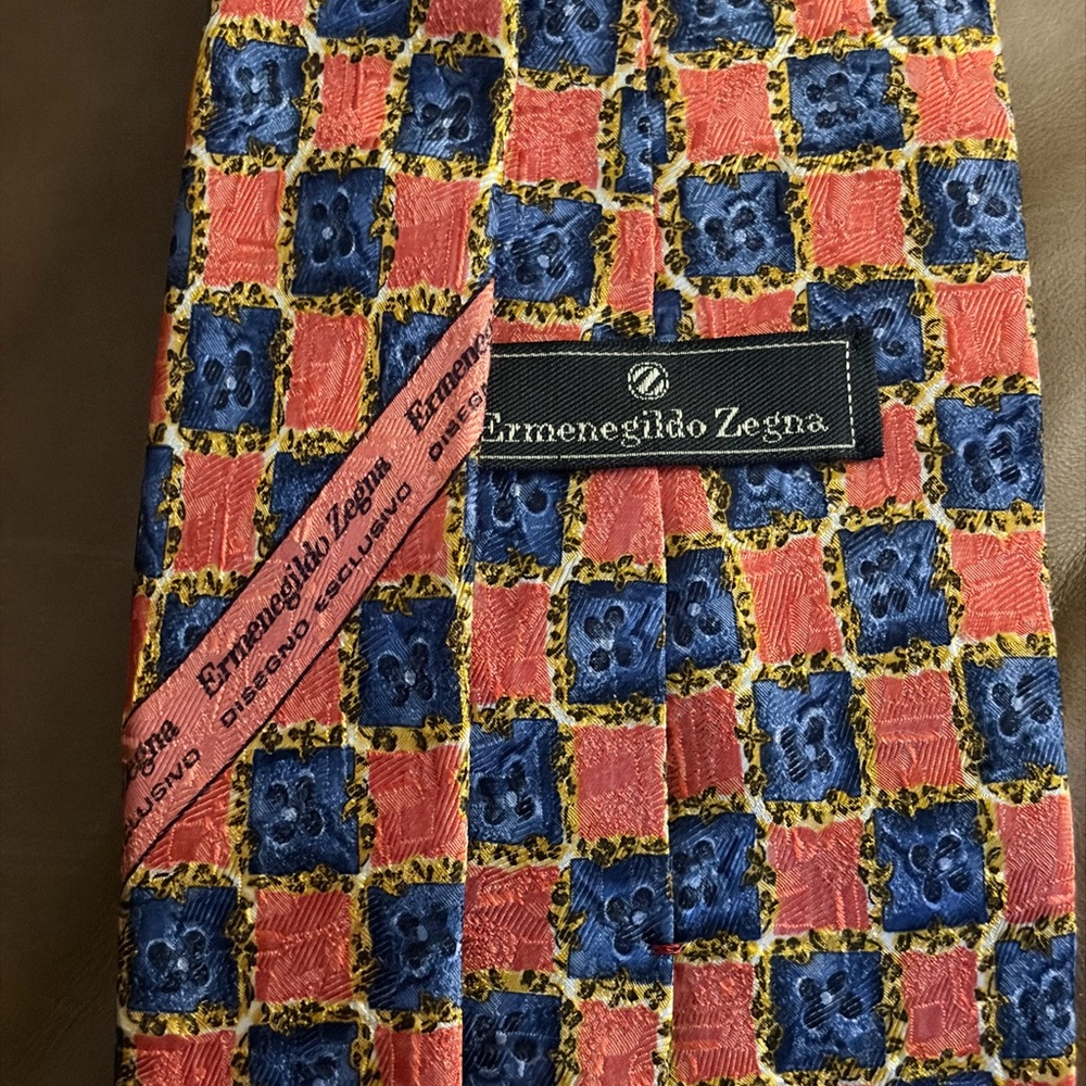 Ermenegildo Zegna Red and Blue Checkered Tie